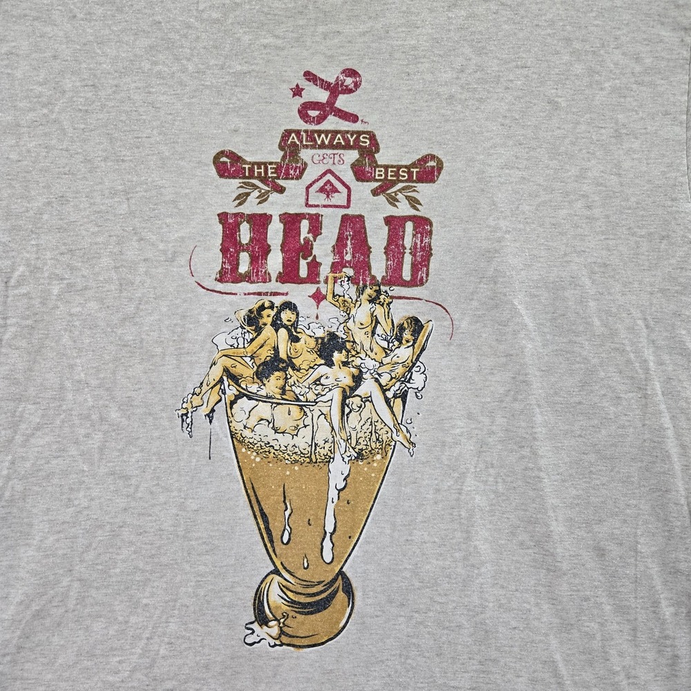 Lifted Research Group Men Shirt 2XL Beige Always The Best Head Naked Ladies READ